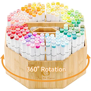 Organizador giratorio  360° Bambú de marcadores Honolulu & B Ohuhu