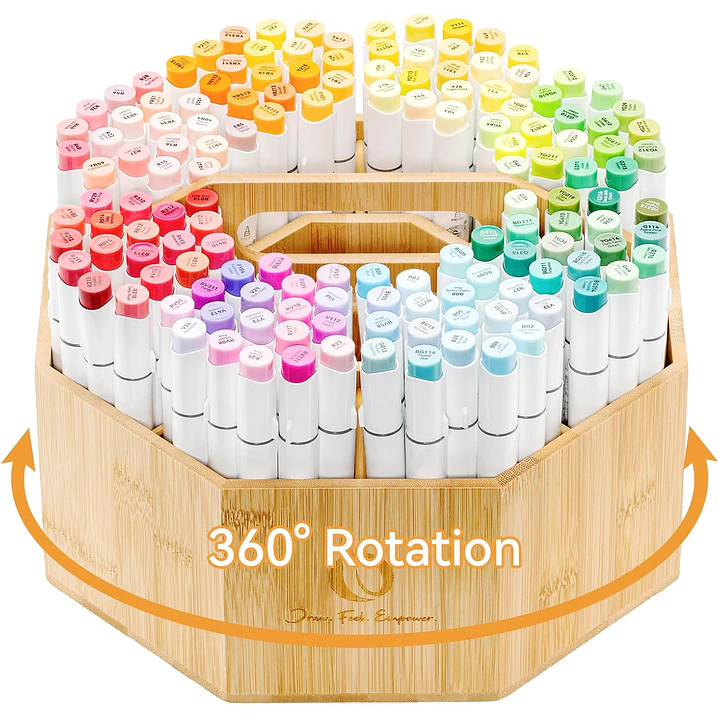 Organizador giratorio  360° Bambú de marcadores Honolulu & B Ohuhu 1
