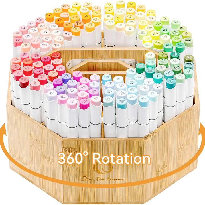 Organizador giratorio  360° Bambú de marcadores Honolulu & B Ohuhu 1