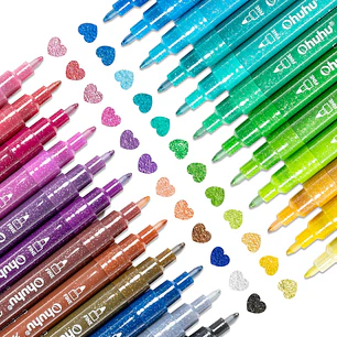 24 Marcadores Glitter Tinta Acrílica Punta Fina Ohuhu
