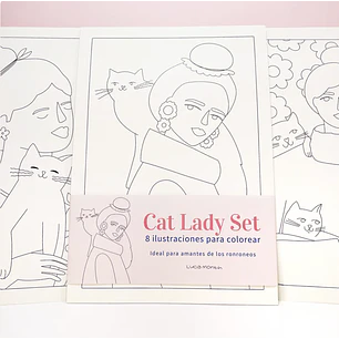 CAT LADY SET LÁMINAS PARA COLOREAR LUCIA MONTIH