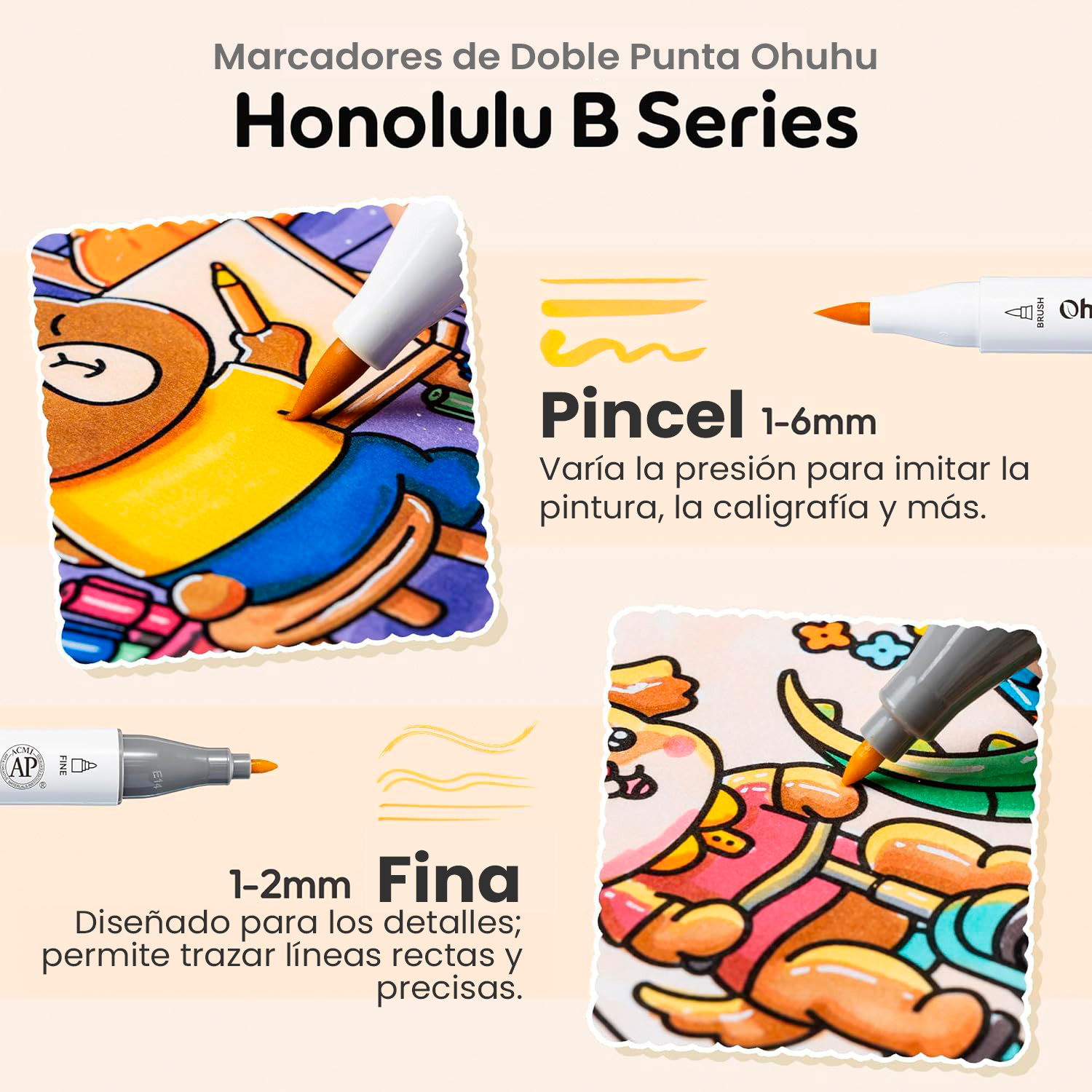  COLORING SET: 48 MARCADORES ALCOHOL HONOLULU B + COLORING BOOK OHUHU 4