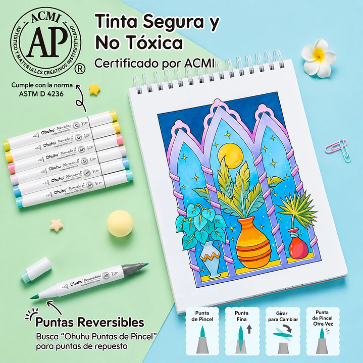 Ohuhu x Jade Summer Coloring Set 48 Marcadores base alcohol +  Coloring Book  10