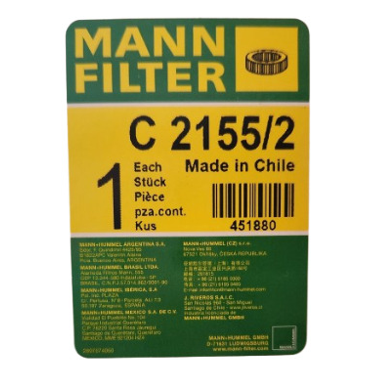 Filtro De Aire C 2155/2 Mann S-presso 2