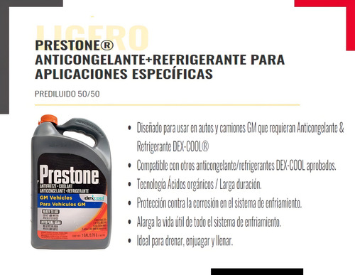 Anticongelante Refrigerante Coolant Prestone Dexcool 50/50 2