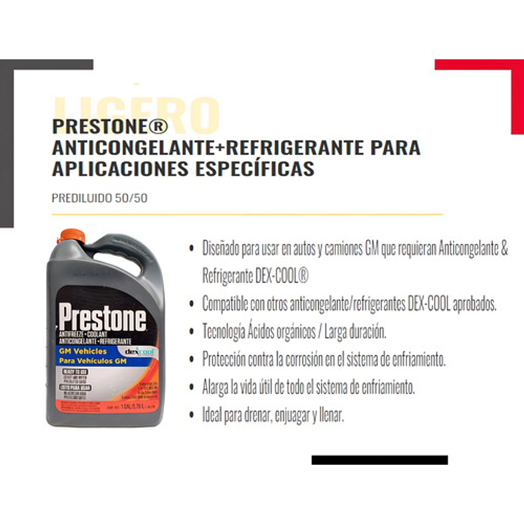 Anticongelante Refrigerante Coolant Prestone Dexcool 50/50 2