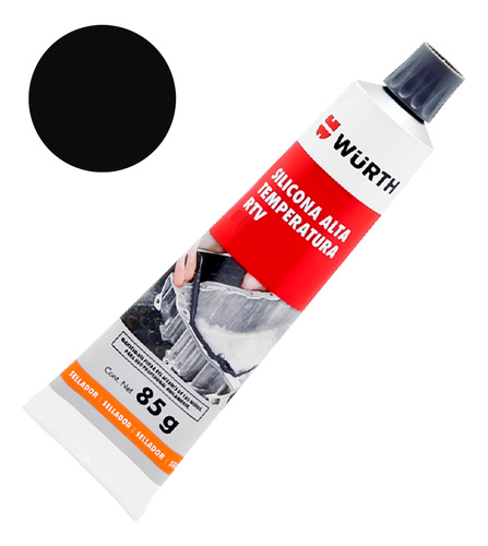 Silicona Alta Temperatura Rtv Wurth Negro 85 G 1