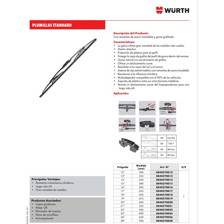 Plumillas Limpiaparabrisas Wurth Estandar Universal 12 Al 24 2