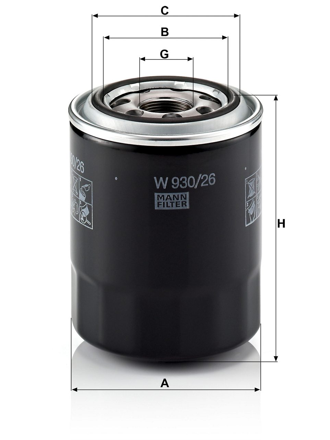 Filtro De Aceite Mann W 930/26 Kia Frontier Hyundai H100 2