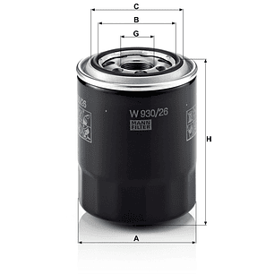 Filtro De Aceite Mann W 930/26 Kia Frontier Hyundai H100