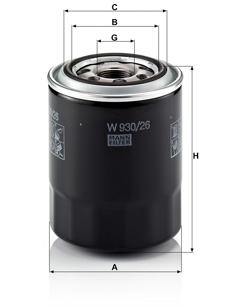Filtro De Aceite Mann W 930/26 Kia Frontier Hyundai H100 2