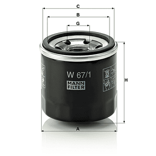 Filtro De Aceite Mann W 67/1 Para Kia Nissan Subaru Samsung