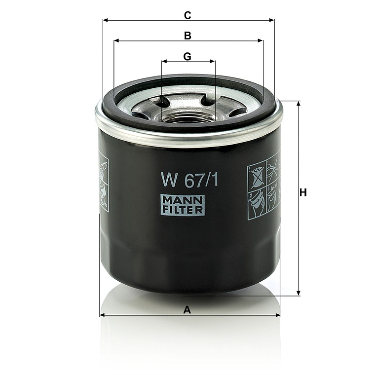 Filtro De Aceite Mann W 67/1 Para Kia Nissan Subaru Samsung 2