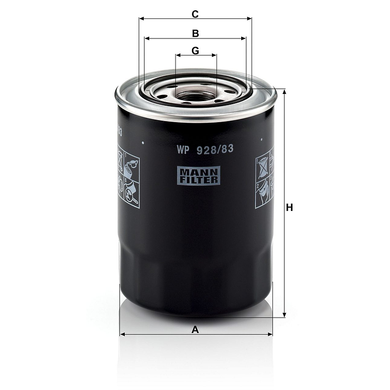 Filtro De Aceite Mann Wp 928/83 Para Hyundai Mitsubishi 2
