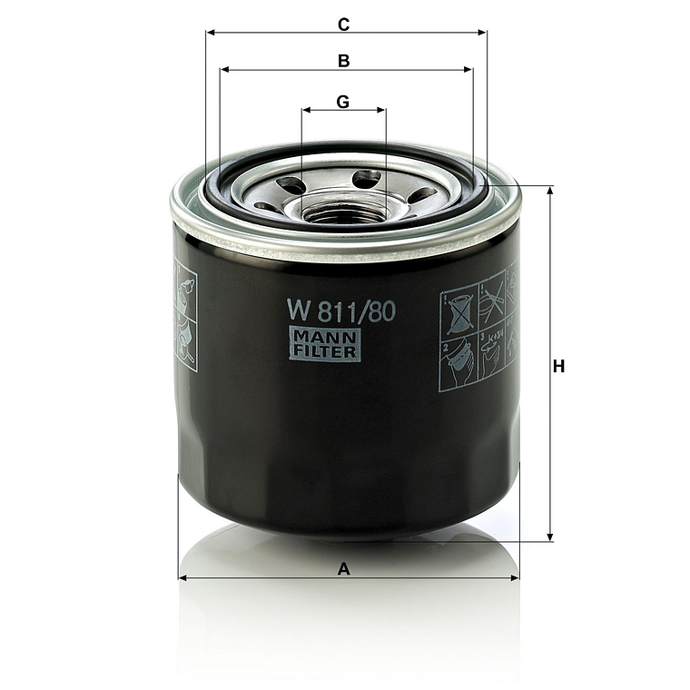 Filtro Aceite Mann W 811/80 Modelo Chevrolet Kia Hyundai Jac 2