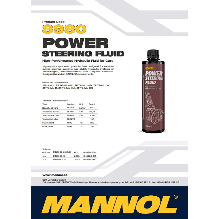 Liquido Hidraulico Sintetico Mannol 450ml Multivehiculo 2