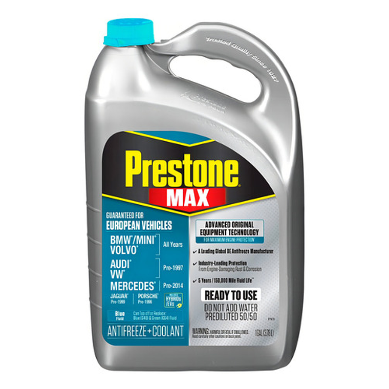 Prestone Antifreeze Coolant 50/50 European Teal Turquesa 1