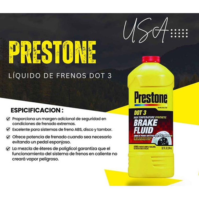 Líquido De Frenos Sintético Prestone Dot 3 Lf3 350 Ml 3
