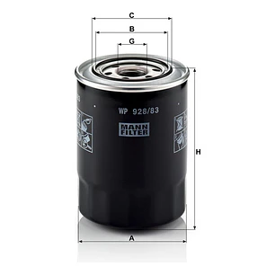 Filtro De Aceite Mann Wp 928/83 Para Hyundai Mitsubishi