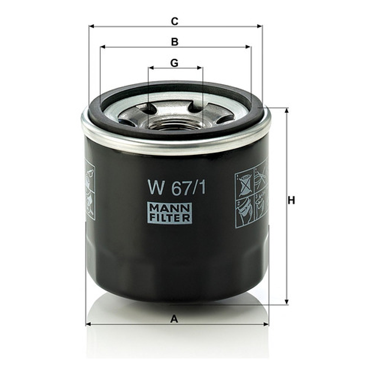 Filtro De Aceite Mann W 67/1 Para Kia Nissan Subaru Samsung 2