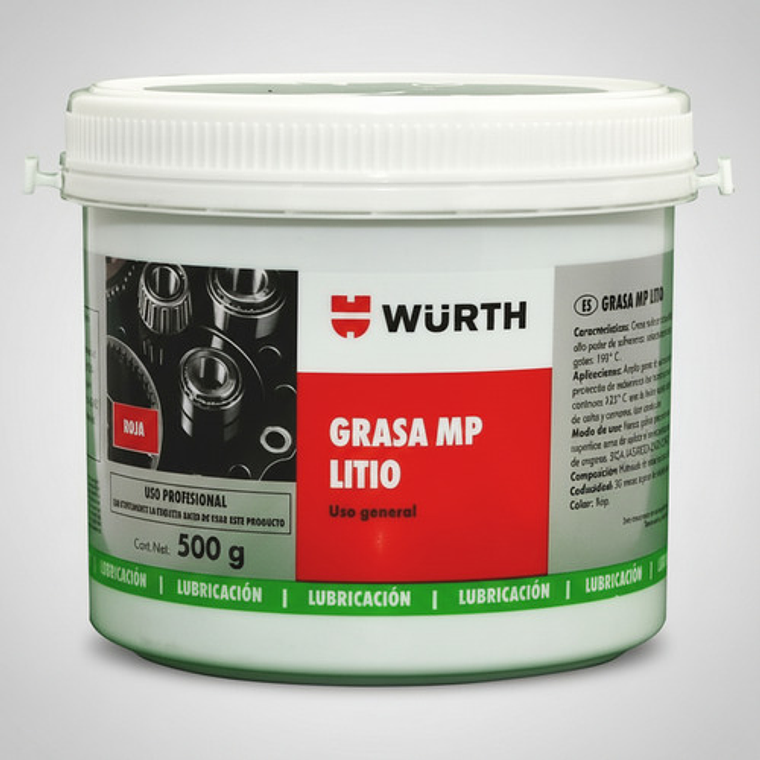 Grasa Mp Litio Roja Multi Propósito Wurth 500 Gr 1