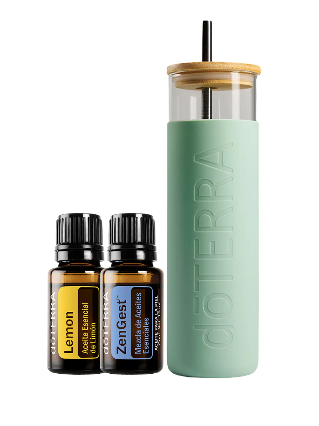 Kit Refrescante de Aceites Esenciales Doterra con Elegante Vaso de Vidrio 1