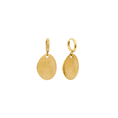 Brincos de Argola com Pendente Dourado Mate