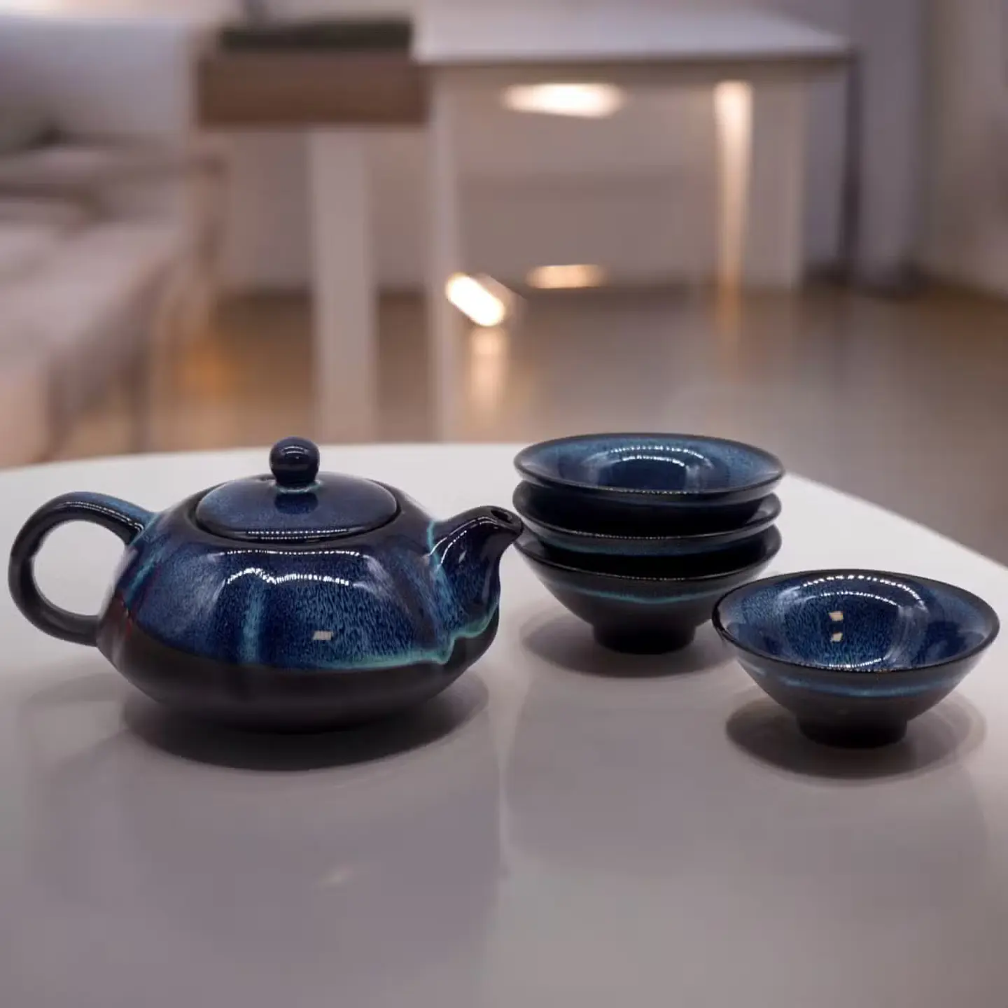 Conjunto de Chá Azul - Bule + 4 Chávenas 1