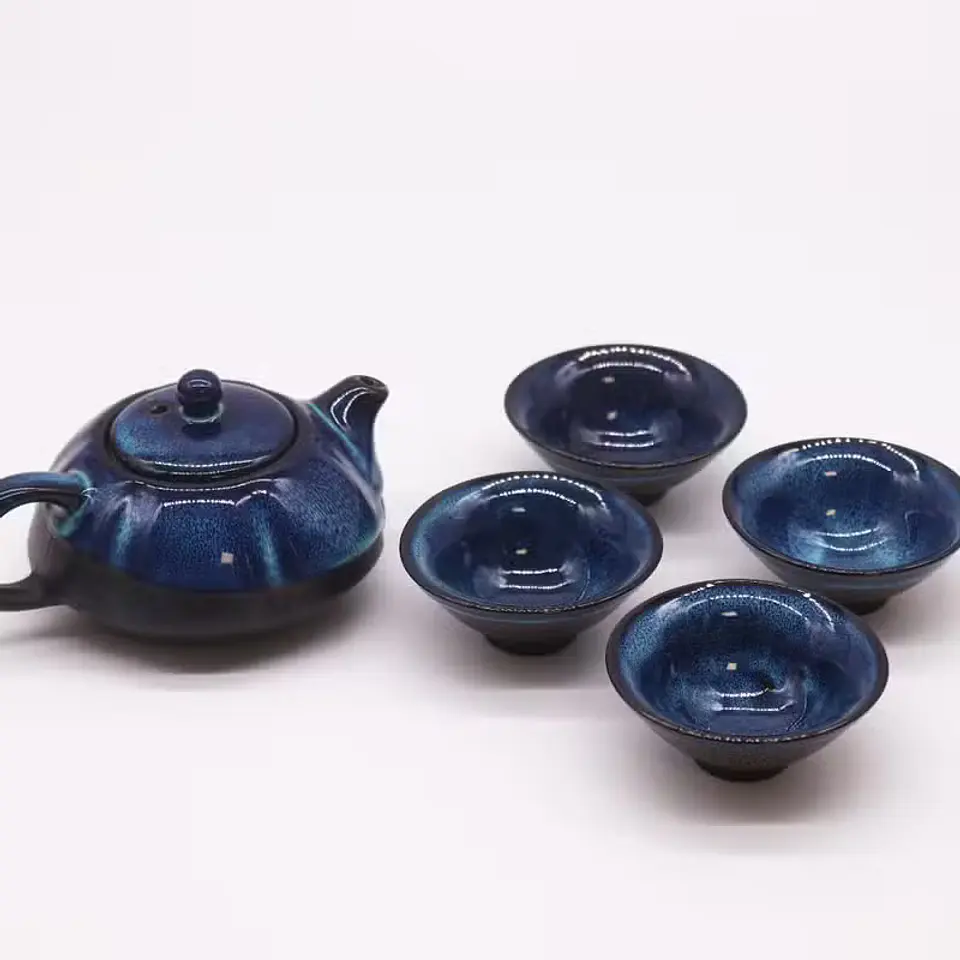 Conjunto de Chá Azul - Bule + 4 Chávenas 2
