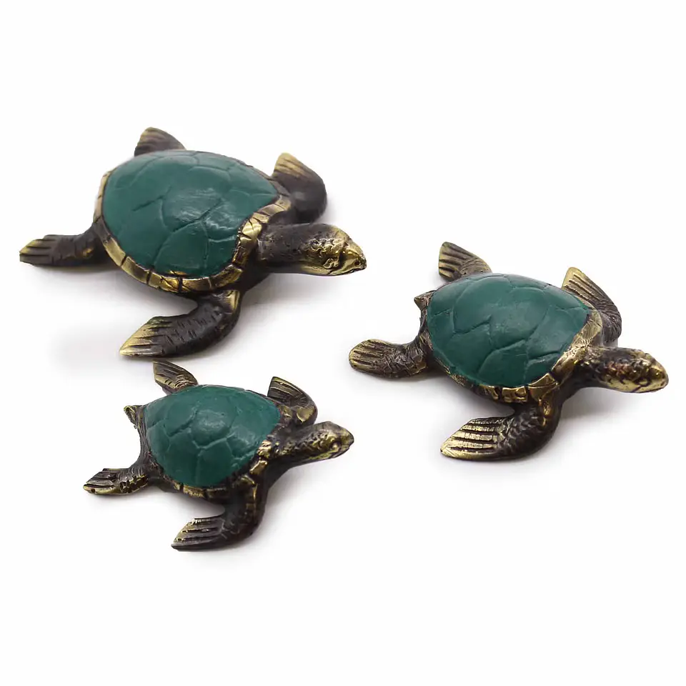 Tartarugas Marinhas em Latão — Conjunto de 3 1