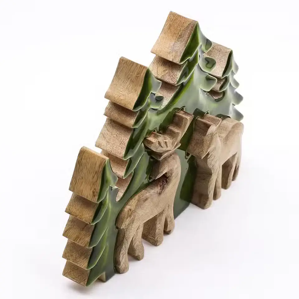 Decoração de Madeira 3D — Dois Veados na Floresta 4