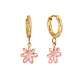 Brincos de Argola com Flor Rosa - thumbnail 1