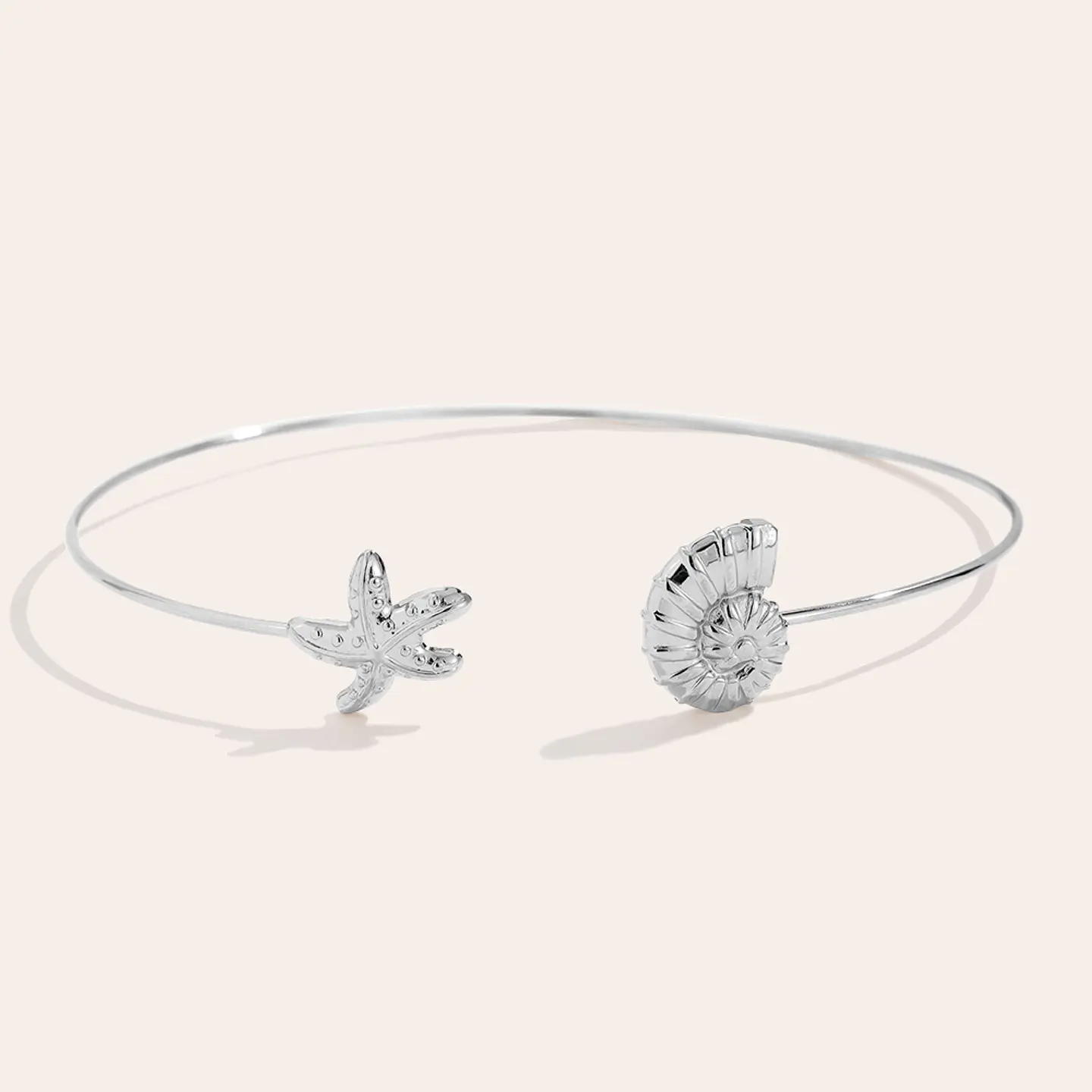 Pulseira Rígida Ajustável Concha & Estrela-do-Mar 2