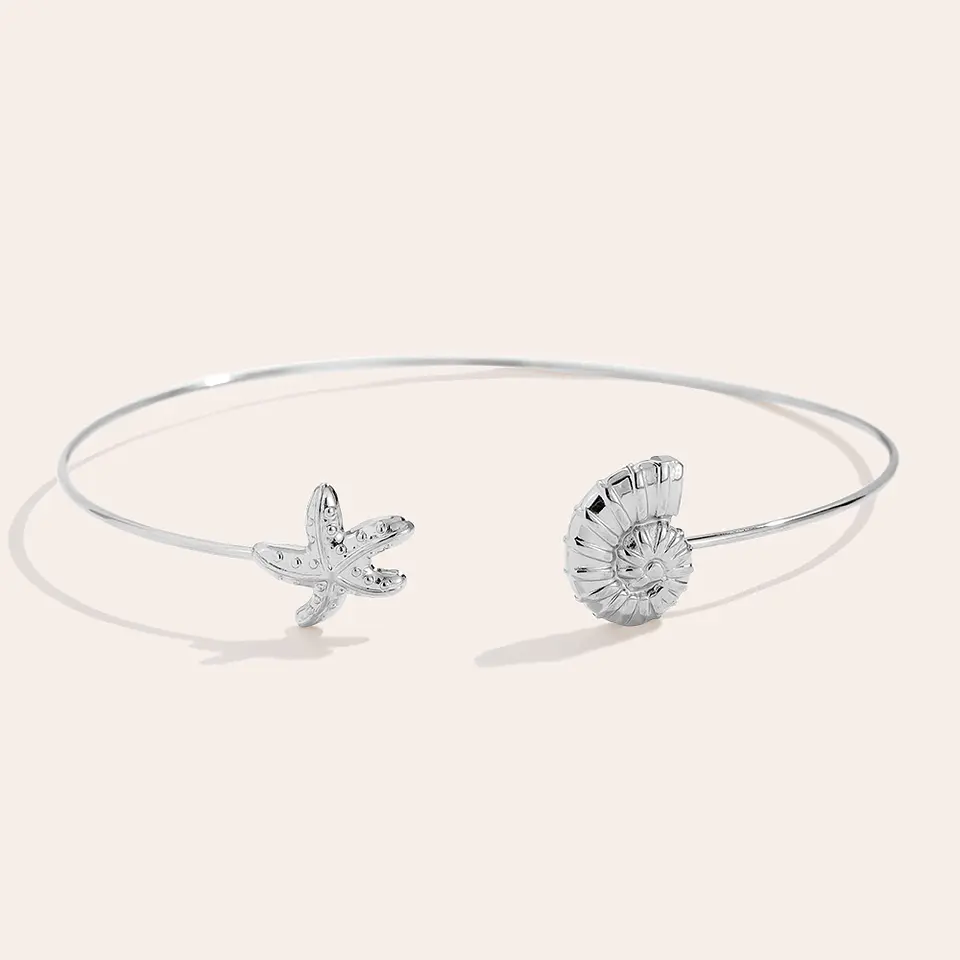 Pulseira Rígida Ajustável Concha & Estrela-do-Mar 2
