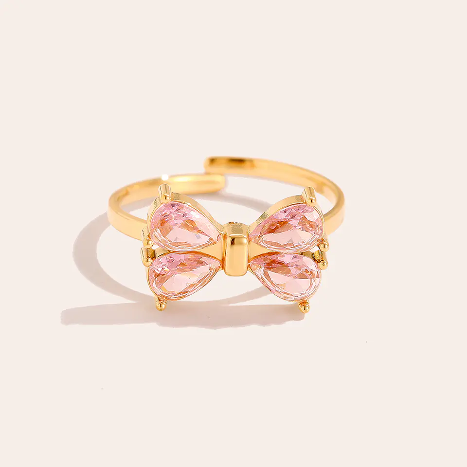 Anel Ajustável Laço Rosa 2
