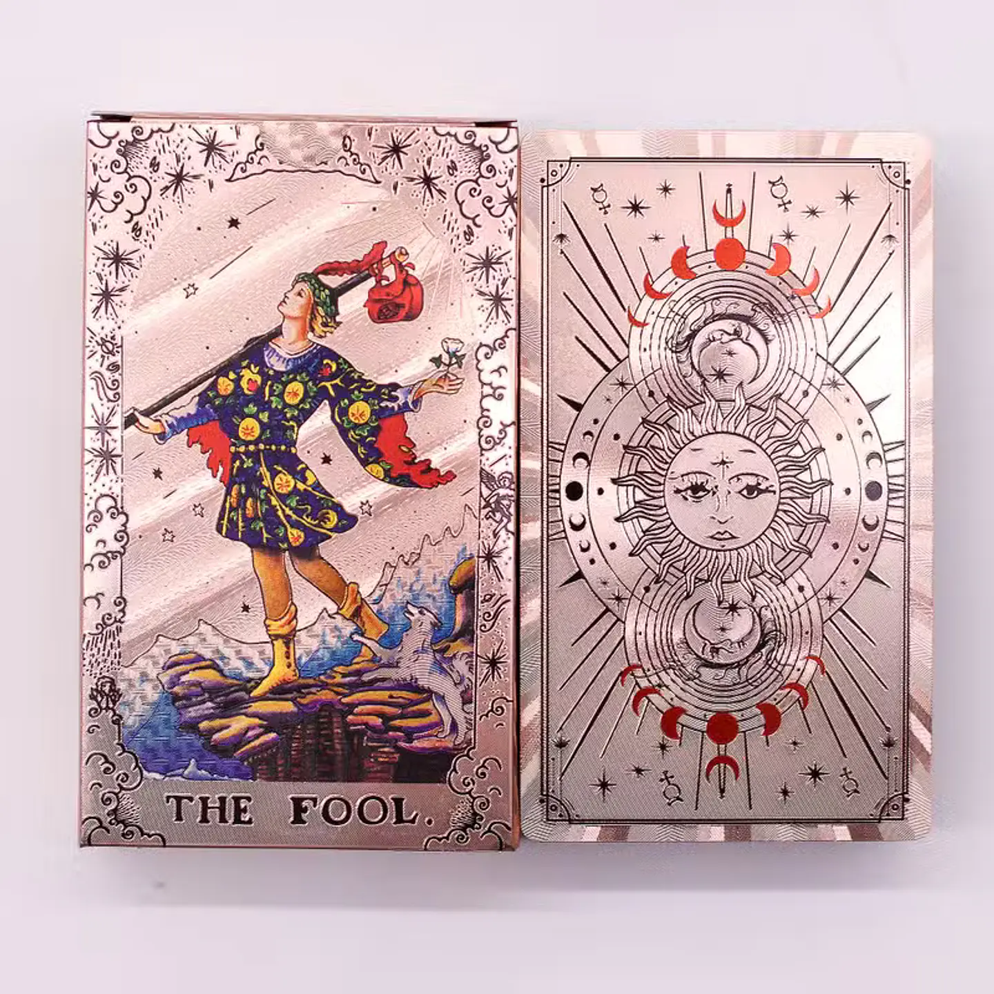 Cartas de Tarot Fases Lunares com Folha de Ouro Rosa 1