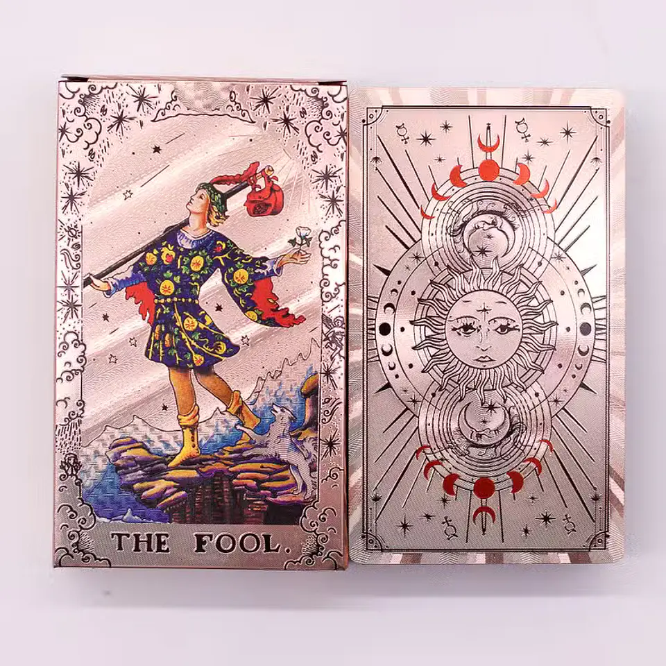 Cartas de Tarot Fases Lunares com Folha de Ouro Rosa 1
