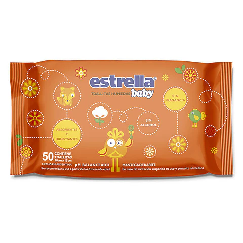 Toallas húmedas estrella baby cuidado diario flow pack 50u