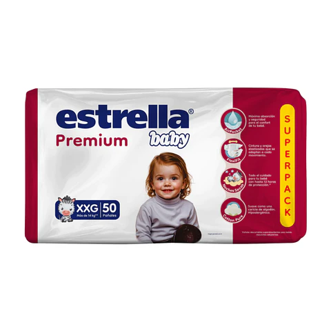 Pañal estrella baby premiun XXG 50u