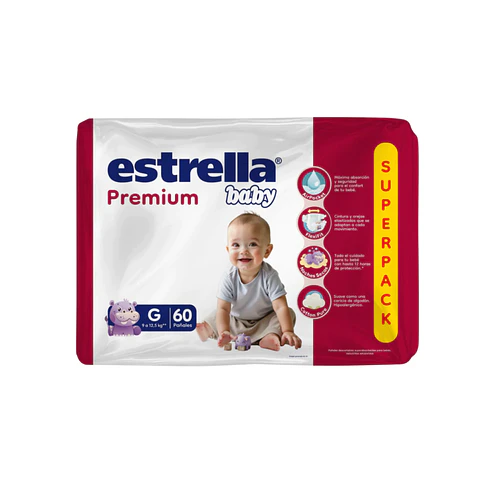 Pañal estrella baby premiun grande 60u