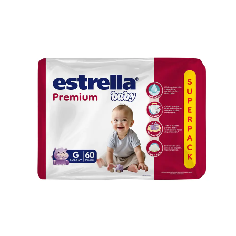Pañal estrella baby premiun grande 60u 1