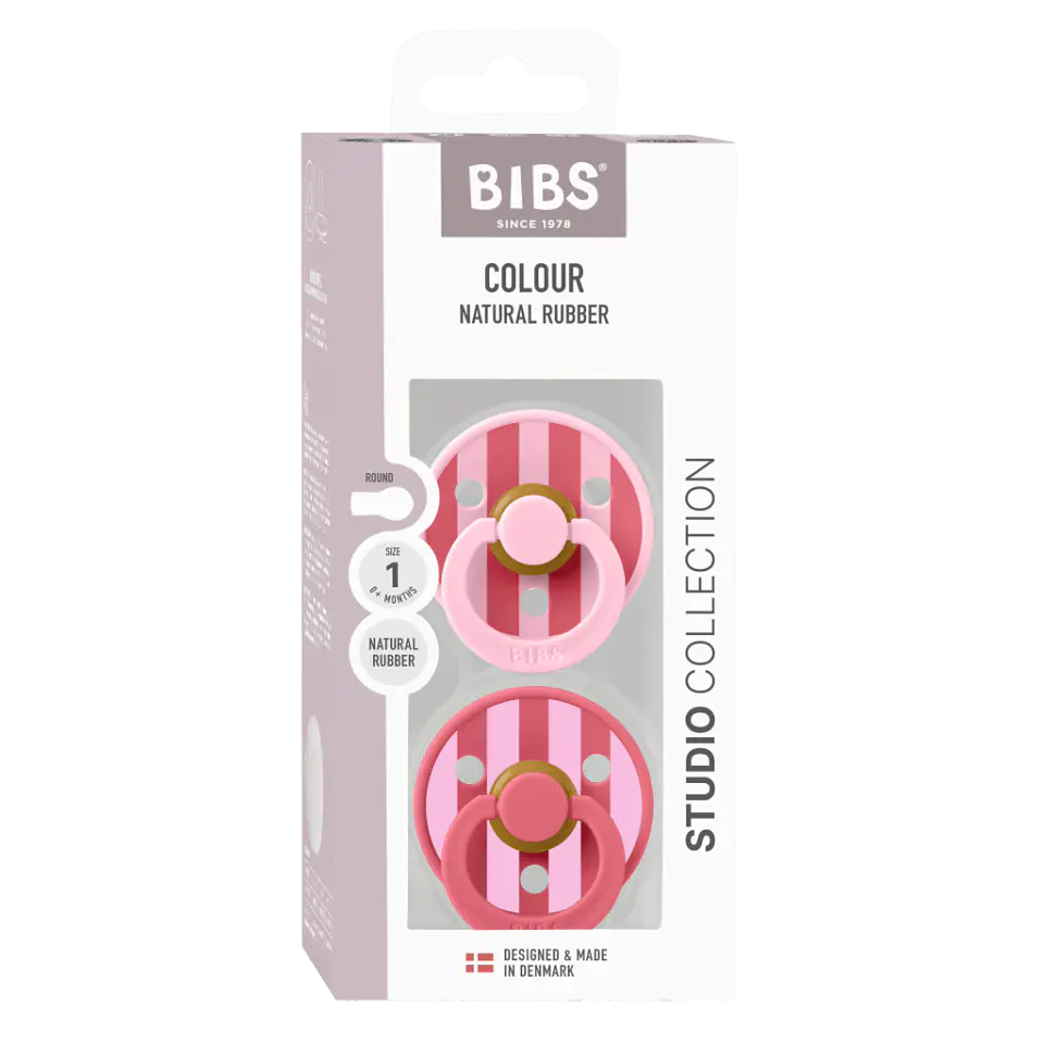 Chupete colour studio con tetina redonda de caucho Baby pink y coral mix talle 1 2