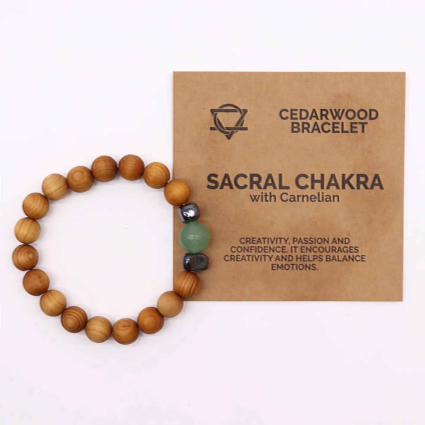 Pulseira em Cedro - Chakra Sacral - Aventurina Verde 2