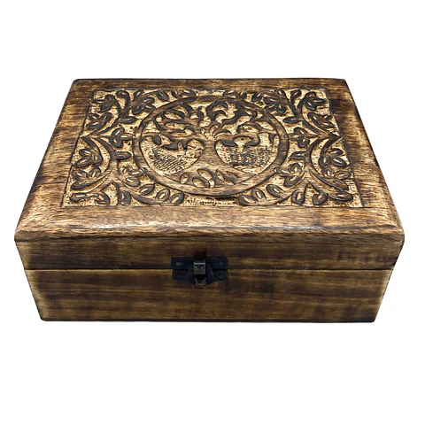 Caixa de Recordações Grande de Madeira 20x15x7,5cm - Árvore da Vida
