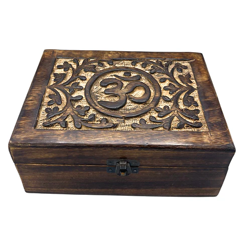 Caixa de Recordações Grande de Madeira 20x15x7,5cm - Om