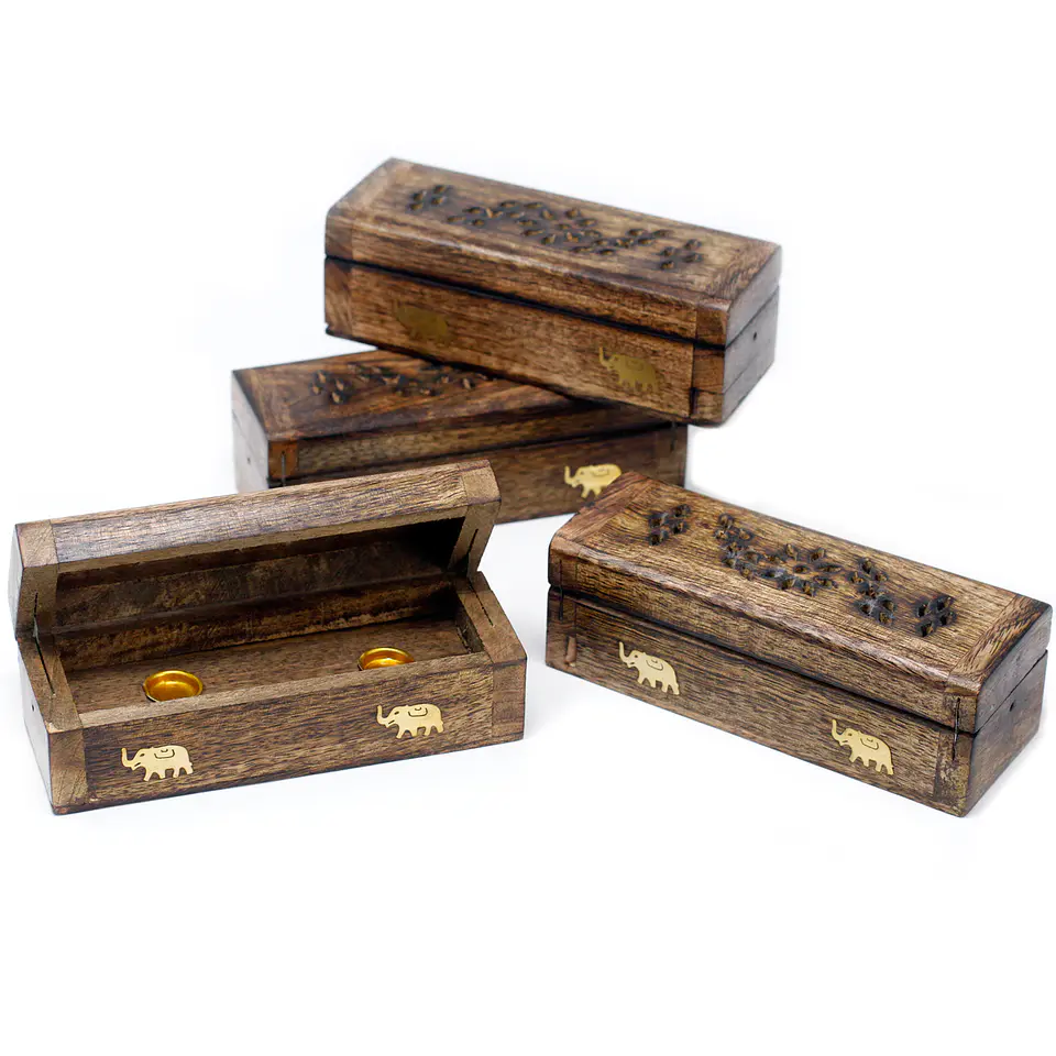 Caixa de Fumaça para Cones de Incenso 15x5x5cm - Madeira de Manga 2