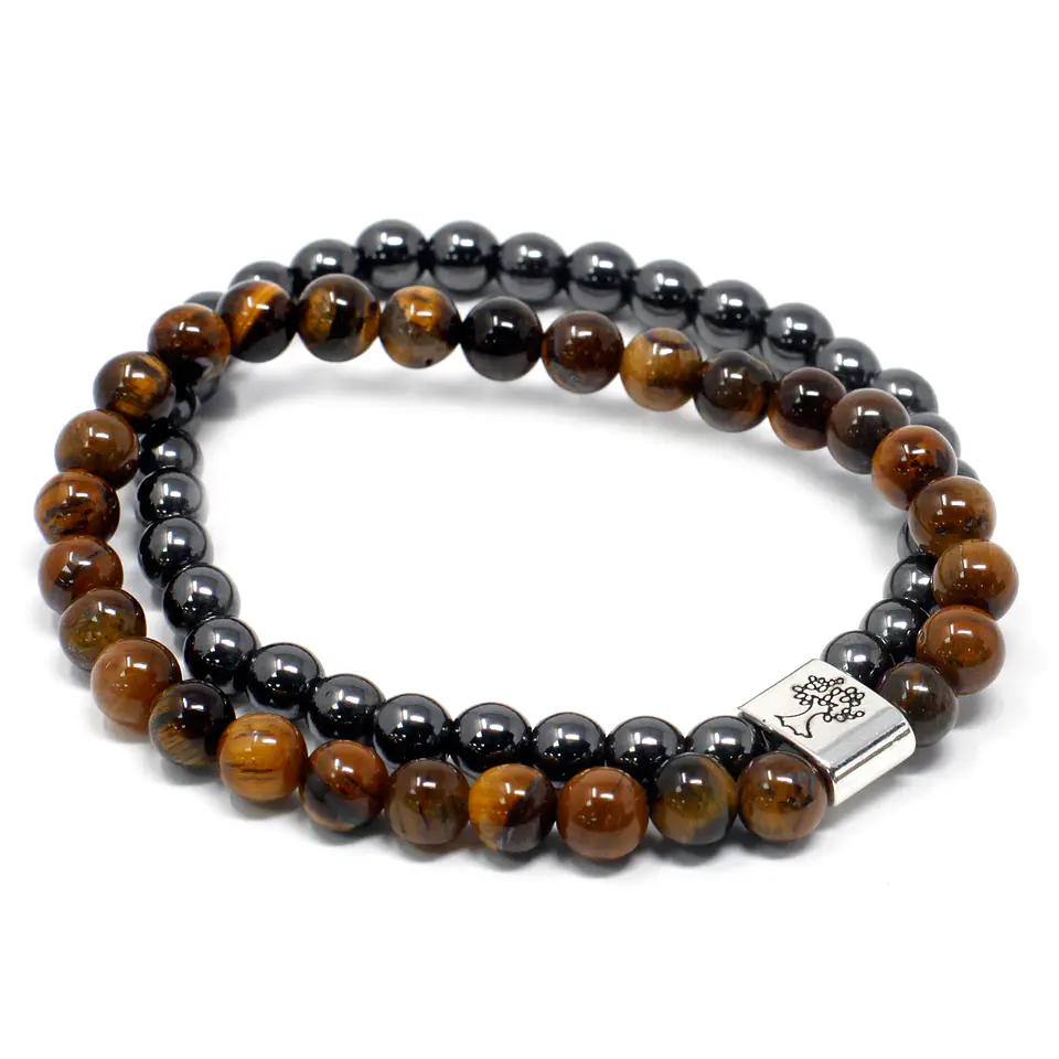 Pulseira Magnética com Pedras - Olho de Tigre 1