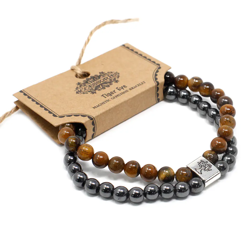 Pulseira Magnética com Pedras - Olho de Tigre 2