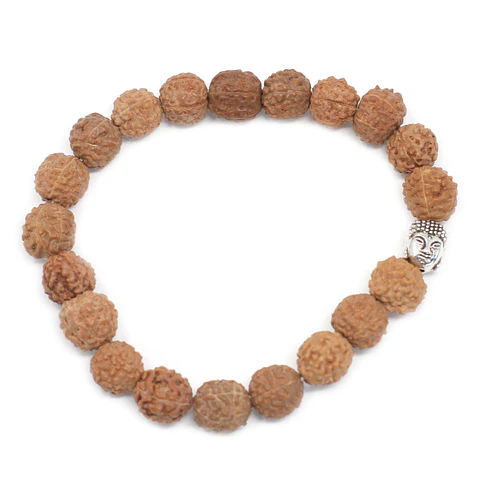 Pulseira Rudraksha Japa Mala c/ Buda - Natural