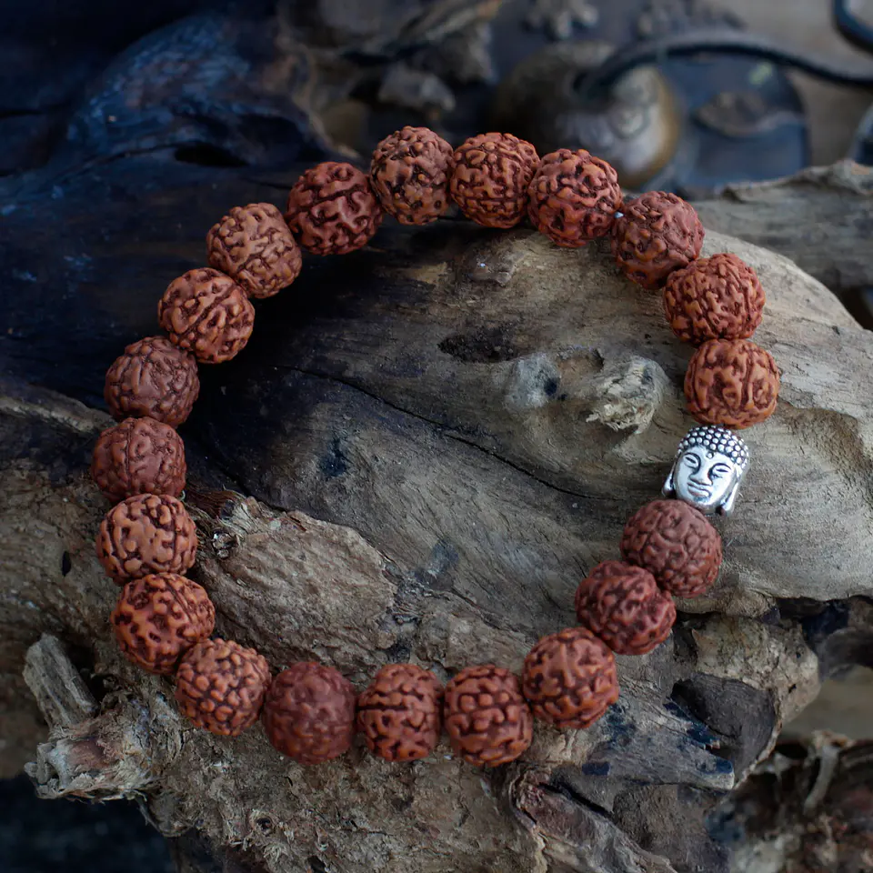 Pulseira Rudraksha Japa Mala c/ Buda - Natural 2